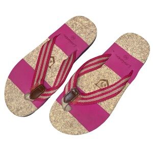 NEW W/O TAGS LOULUEN Woven Thong Flip Flop Sandals in Fuchsia/Nat SZ 9 (40 EU)